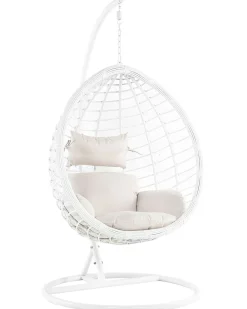 Poltrona sospesa con supporto da pavimento FANO Rattan sintetico (PE) Bianco