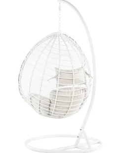 Poltrona sospesa con supporto da pavimento FANO Rattan sintetico (PE) Bianco