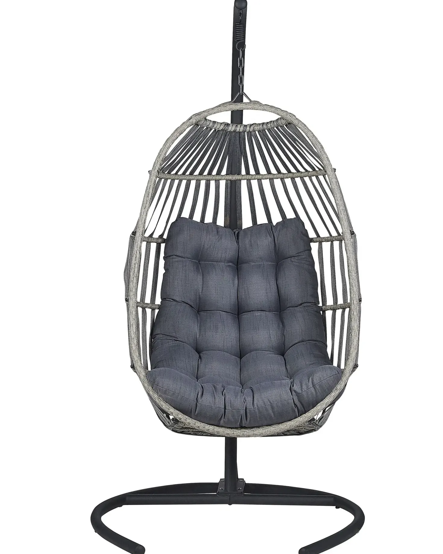 Poltrona sospesa con supporto da pavimento SESIA Rattan sintetico (PE) Grigio scuro