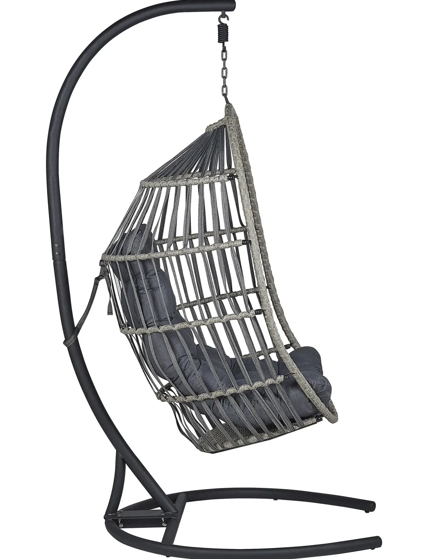 Poltrona sospesa con supporto da pavimento SESIA Rattan sintetico (PE) Grigio scuro