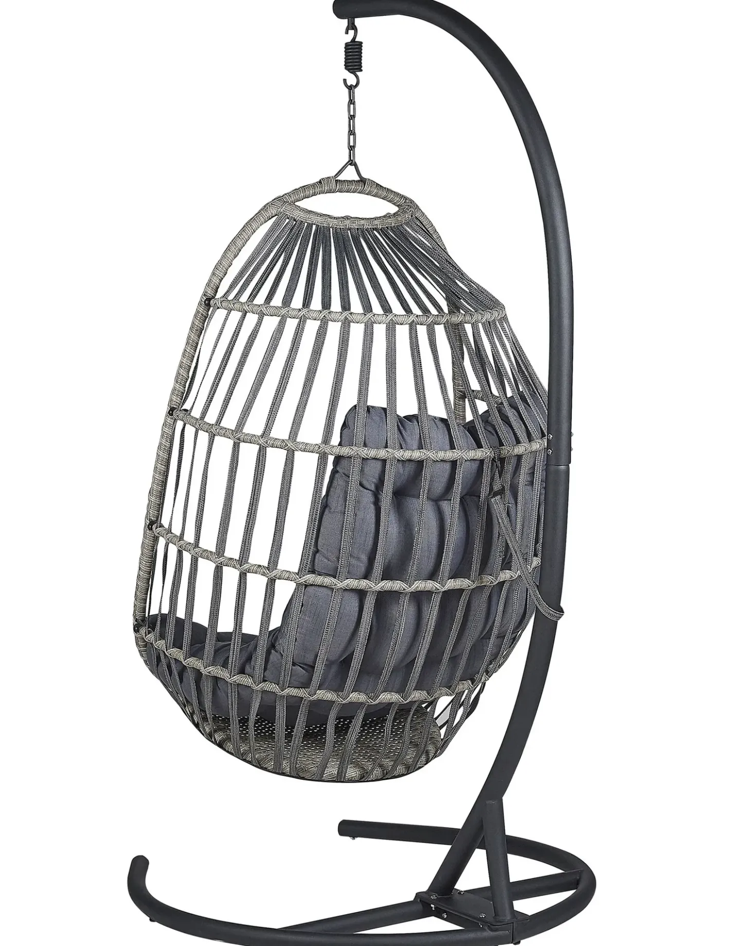 Poltrona sospesa con supporto da pavimento SESIA Rattan sintetico (PE) Grigio scuro