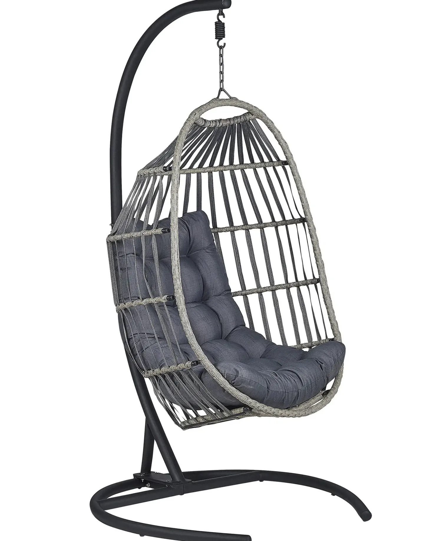 Poltrona sospesa con supporto da pavimento SESIA Rattan sintetico (PE) Grigio scuro
