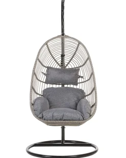 Poltrona sospesa con supporto da pavimento CASOLI Rattan sintetico (PE) Grigio