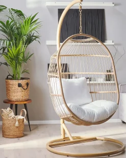 Poltrona sospesa con supporto da pavimento ALBA Rattan sintetico (PE) Naturale