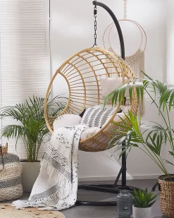Poltrona sospesa con supporto da pavimento ASPIO Rattan sintetico (PE) Naturale