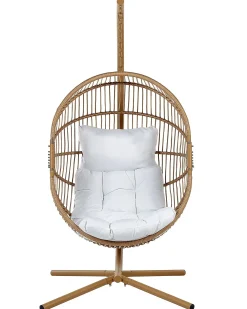 Poltrona sospesa con supporto da pavimento ACRI Rattan sintetico (PE) Beige