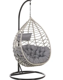 Poltrona sospesa con supporto da pavimento ARSITA Rattan sintetico (PE) Grigio