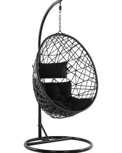 Poltrona sospesa con supporto da pavimento ALATRI Rattan sintetico (PE) Nero