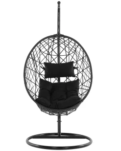 Poltrona sospesa con supporto da pavimento ALATRI Rattan sintetico (PE) Nero