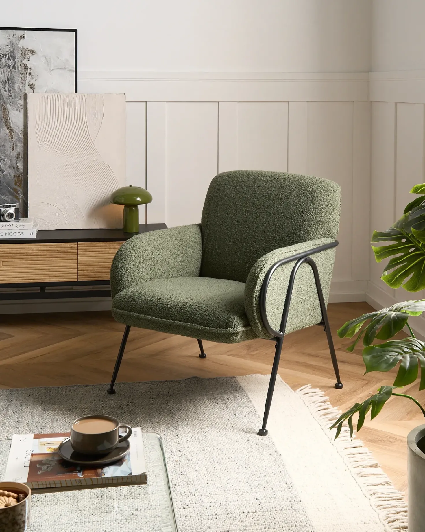 Poltrona TRYSNES Bouclé Verde