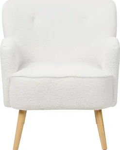 Poltrona TUMBA con poggiapiedi Bouclé Bianco