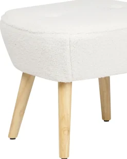 Poltrona TUMBA con poggiapiedi Bouclé Bianco