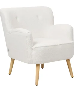 Poltrona TUMBA con poggiapiedi Bouclé Bianco