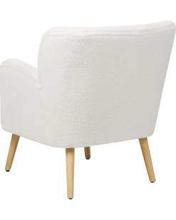 Poltrona TUMBA con poggiapiedi Bouclé Bianco