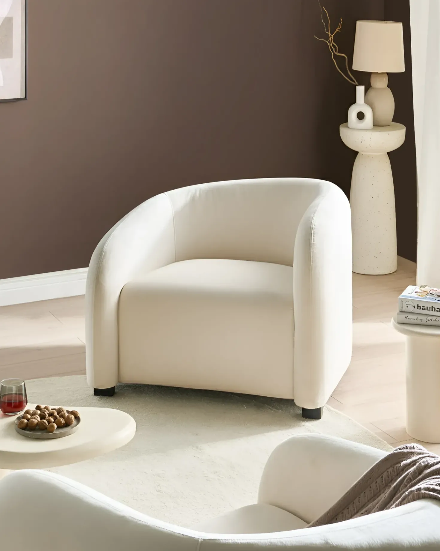 Poltrona VELTADA Velluto Bianco sporco