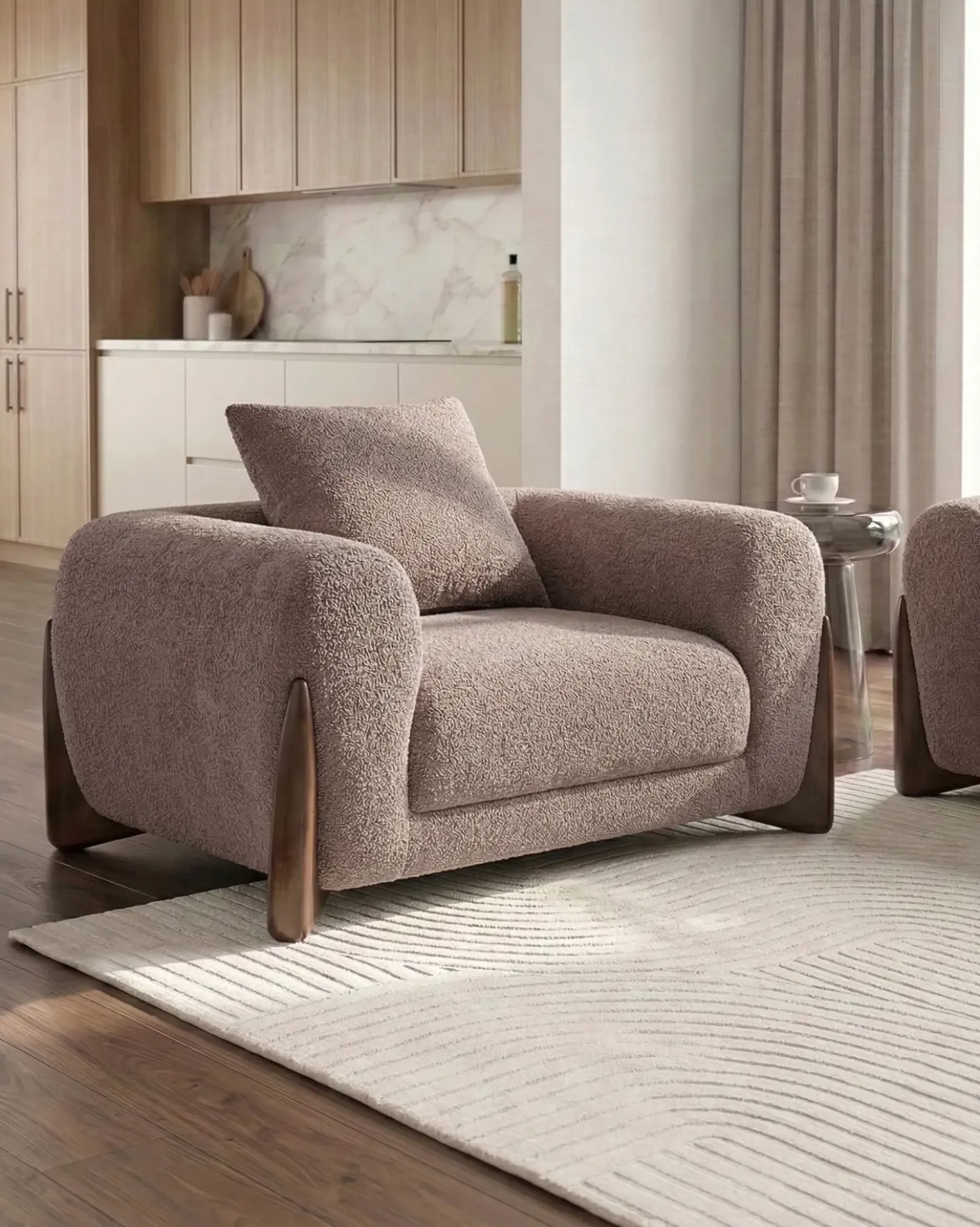 Poltrona VINLIDEN Bouclé Marrone