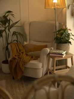 Poltrona Wingback ABSON Tessuto Beige chiaro