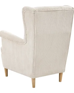 Poltrona Wingback ABSON Velluto a coste Beige chiaro