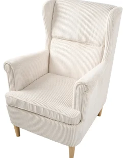 Poltrona Wingback ABSON Velluto a coste Beige chiaro