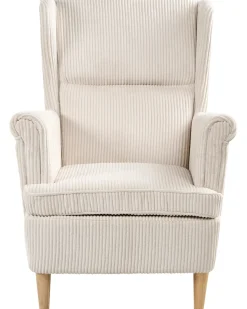 Poltrona Wingback ABSON Velluto a coste Beige chiaro