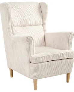Poltrona Wingback ABSON Velluto a coste Beige chiaro