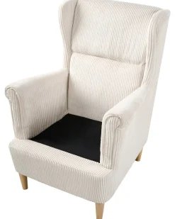 Poltrona Wingback ABSON Velluto a coste Beige chiaro