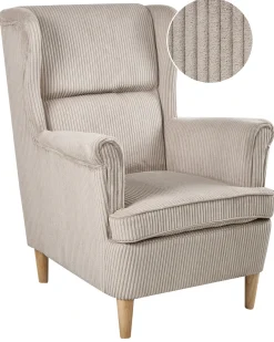 Poltrona Wingback ABSON Velluto a coste Beige