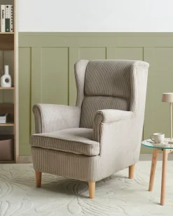 Poltrona Wingback ABSON Velluto a coste Beige