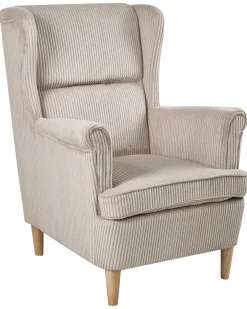 Poltrona Wingback ABSON Velluto a coste Beige