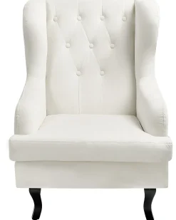 Poltrona Wingback ALTA Velluto Bianco sporco