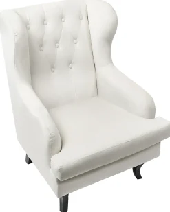 Poltrona Wingback ALTA Velluto Bianco sporco