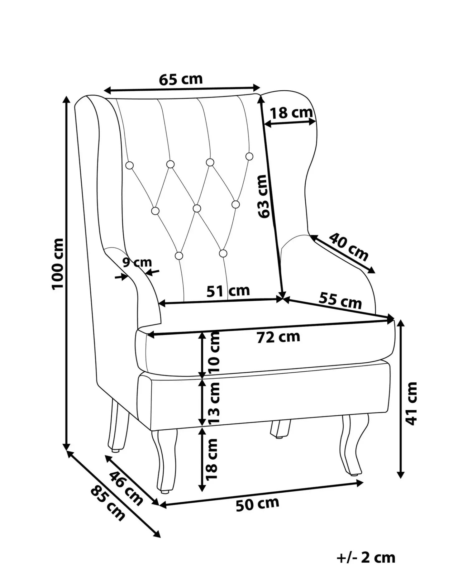 Poltrona Wingback ALTA Velluto Bianco sporco