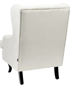 Poltrona Wingback ALTA Velluto Bianco sporco
