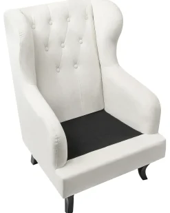 Poltrona Wingback ALTA Velluto Bianco sporco
