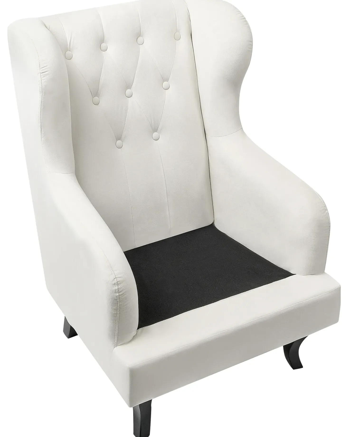 Poltrona Wingback ALTA Velluto Bianco sporco