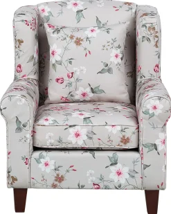 Poltrona Wingback HAMAR con poggiapiedi Tessuto Grigio chiaro