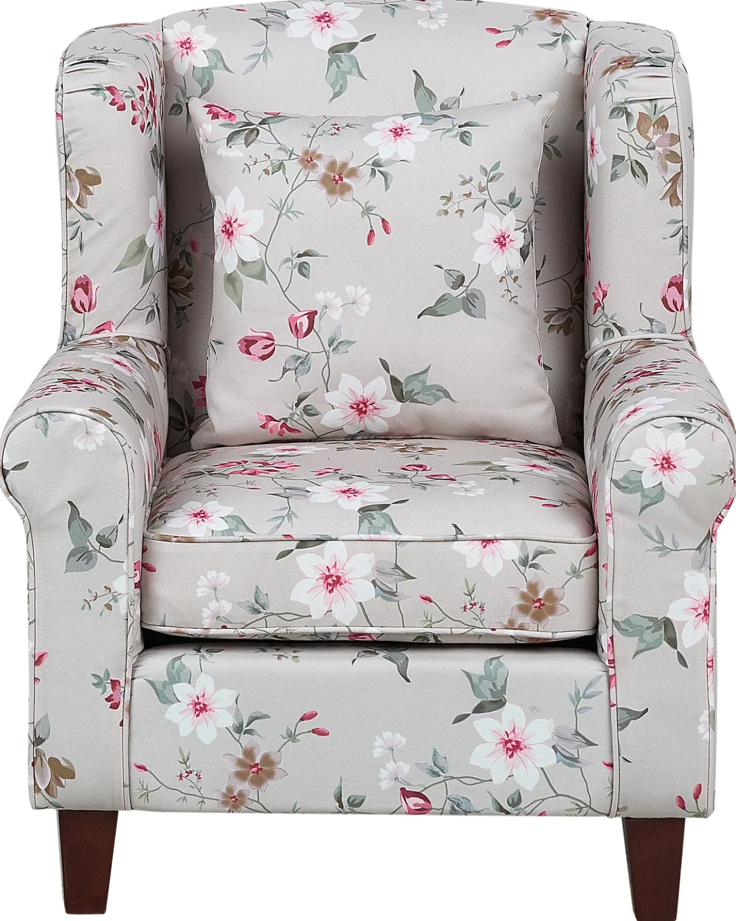 Poltrona Wingback HAMAR con poggiapiedi Tessuto Grigio chiaro