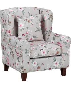 Poltrona Wingback HAMAR con poggiapiedi Tessuto Grigio chiaro