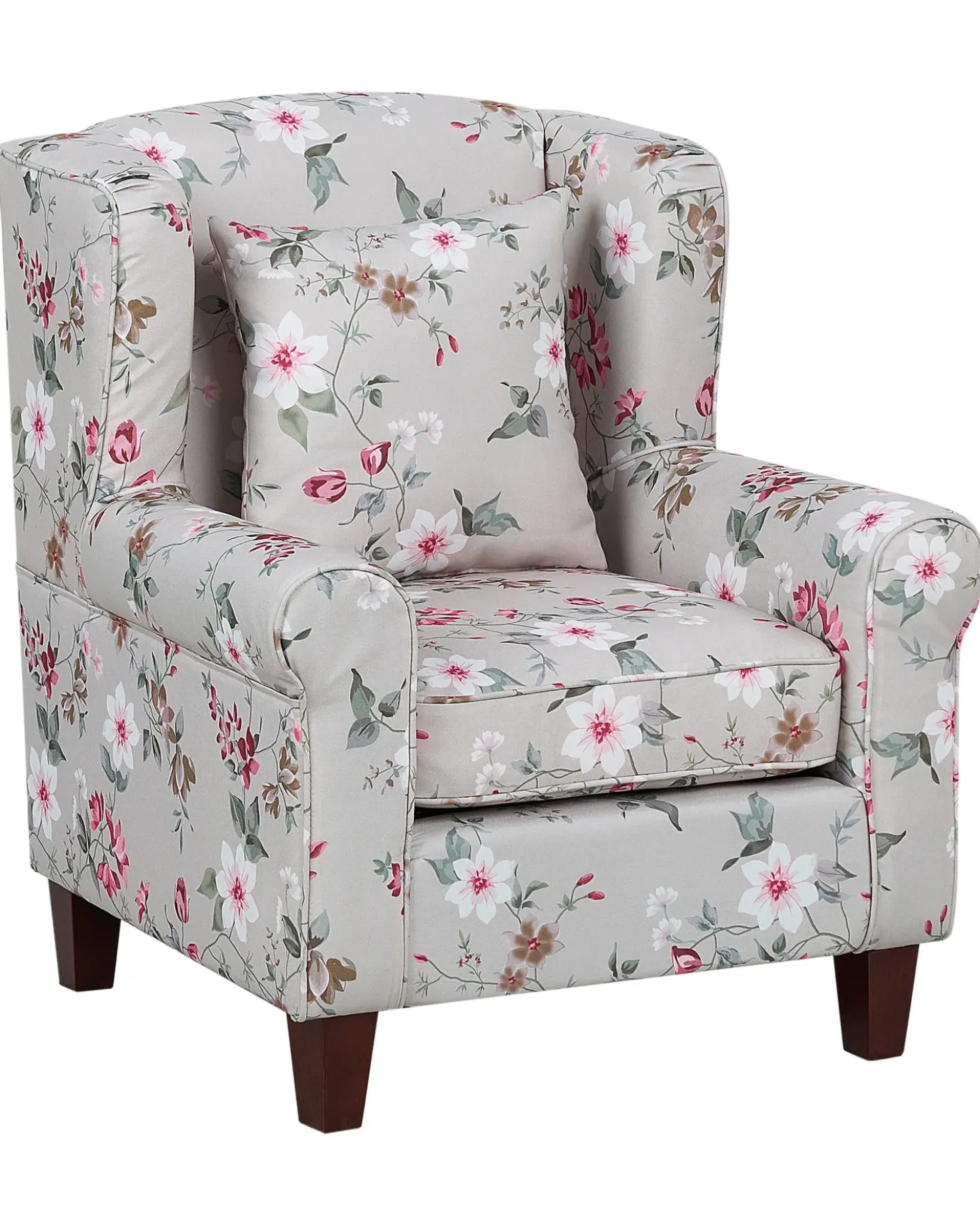Poltrona Wingback HAMAR con poggiapiedi Tessuto Grigio chiaro