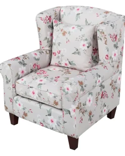 Poltrona Wingback HAMAR con poggiapiedi Tessuto Grigio chiaro