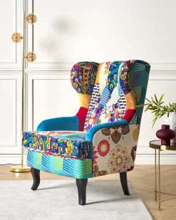 Poltrona Wingback MOLDE Tessuto Blu