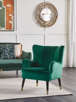 Poltrona Wingback VARBERG Velluto Verde smeraldo