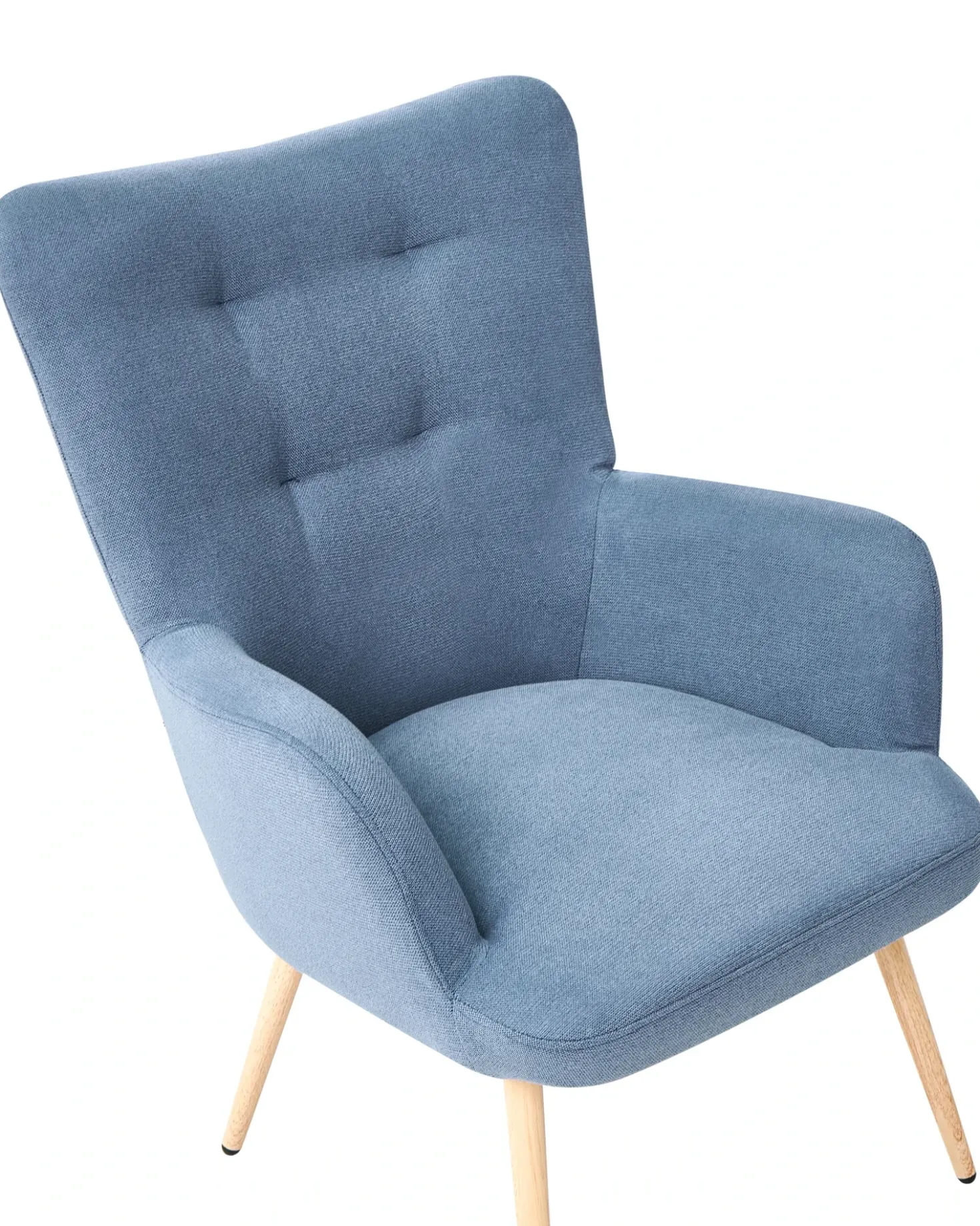 Poltrona Wingback VEJLE con poggiapiedi Tessuto Blu scuro