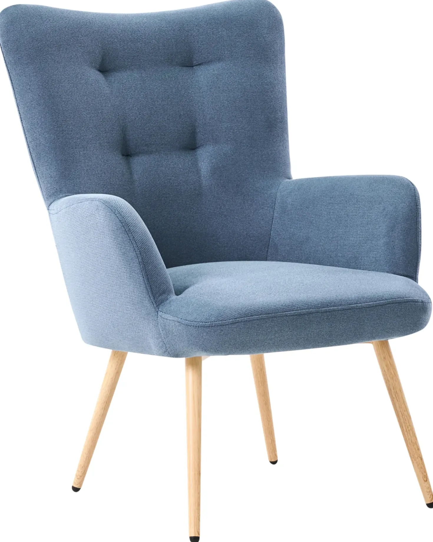 Poltrona Wingback VEJLE con poggiapiedi Tessuto Blu scuro