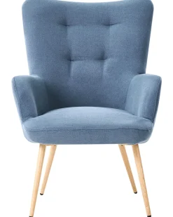 Poltrona Wingback VEJLE con poggiapiedi Tessuto Blu scuro