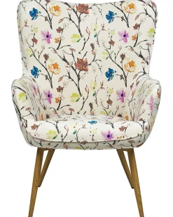 Poltrona Wingback VEJLE con poggiapiedi Tessuto Beige chiaro
