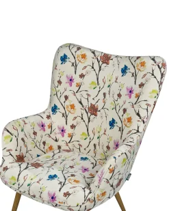 Poltrona Wingback VEJLE con poggiapiedi Tessuto Beige chiaro