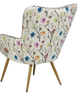 Poltrona Wingback VEJLE con poggiapiedi Tessuto Beige chiaro