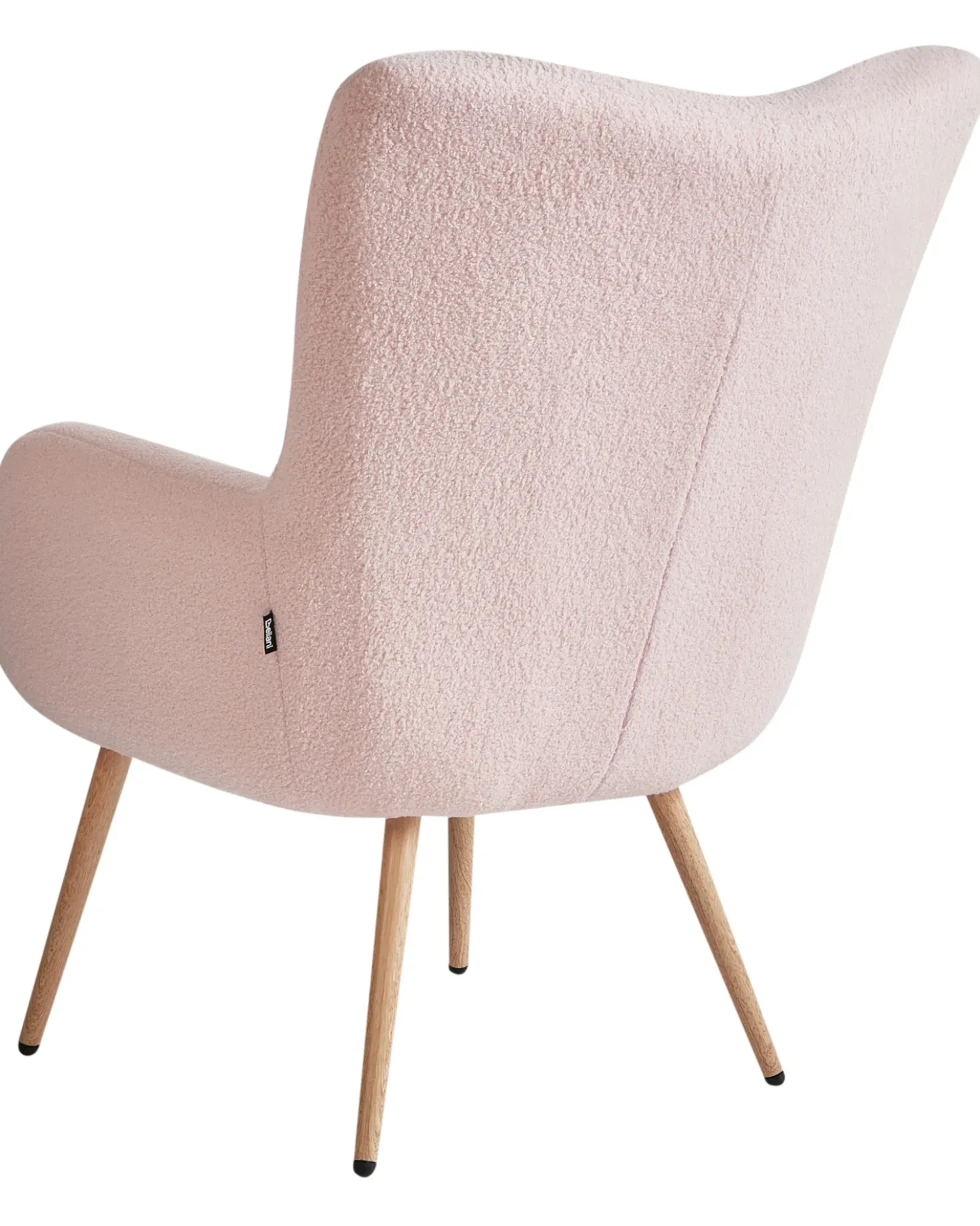 Poltrona Wingback VEJLE con poggiapiedi Bouclé Rosa pastello