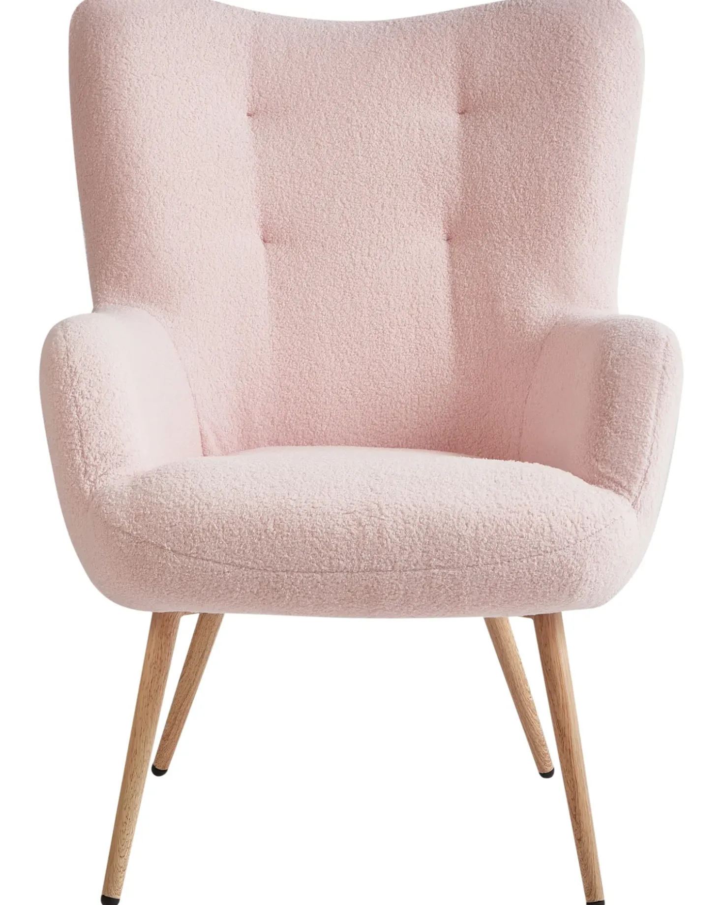 Poltrona Wingback VEJLE con poggiapiedi Bouclé Rosa pastello